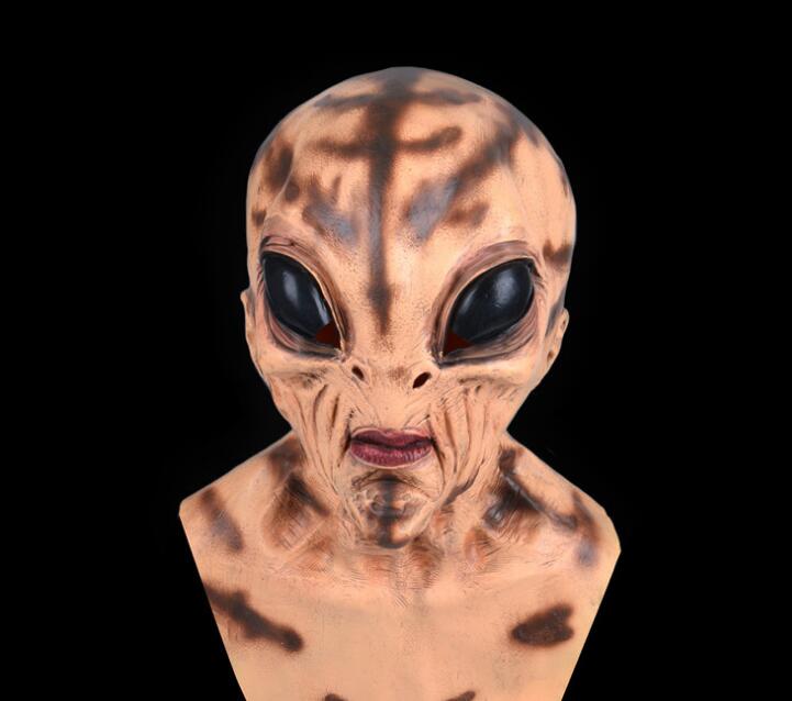 Masque Alien Tête Entière Halloween – Masque Horreur Monstre Grands Yeux, Émulsion Souple, Noir ou Gris