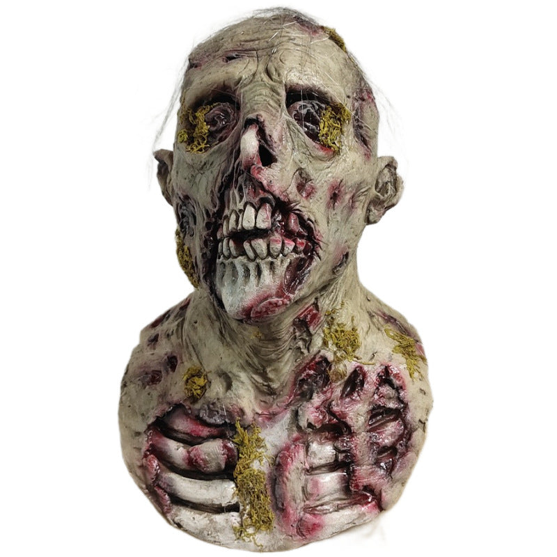 Masque Crâne Zombie Recouvert de Mousse – Latex Horreur Halloween, Cosplay Escape Room & Carnaval, DIY
