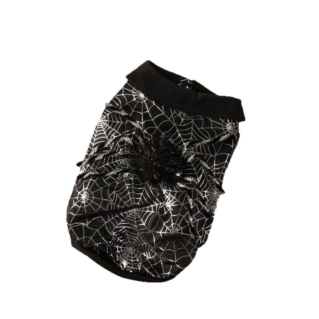 Costume Toile d’Araignée Halloween pour Chien – Manteau Polyester Noir, Tailles S M L XL, Déguisement Animal