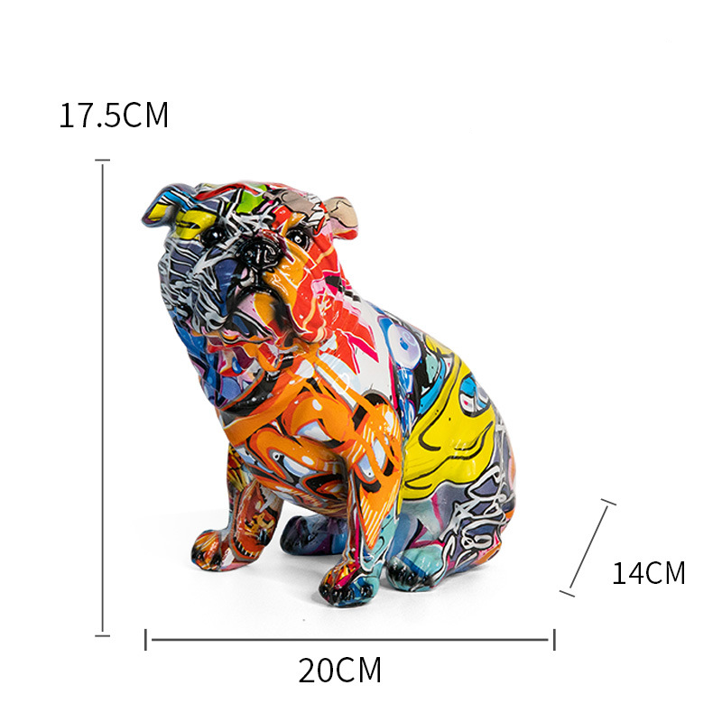 Statuette Bulldog Décorative en Résine – 3 Finitions Colorées (Rainbow, Graffiti, Pearl), Objet Déco Original Maison