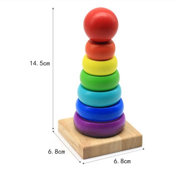 Jouet d’Éveil Bébé Tasses & Anneaux à Empiler – Bois & Plastique, Couleurs Arc-en-ciel, Motricité & Logique, Cadeau Naissance