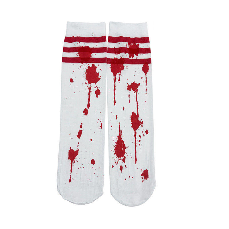 Chaussettes Ensanglantées Halloween – Accessoire Zombie Infirmière, Adulte & Enfant, Taille Unique