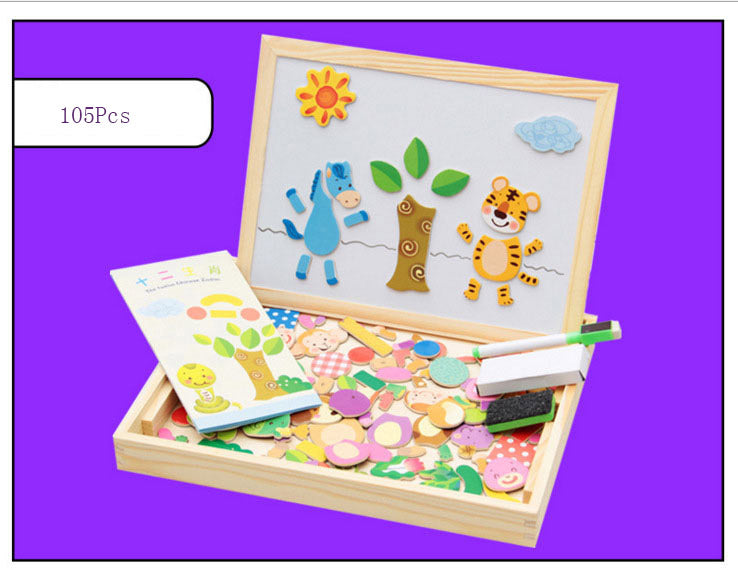 Puzzle en Bois Enfant – Animaux (105 pièces) ou Cirque (100 pièces), Multicolore, Développement Intelligence, Cadeau Enfant