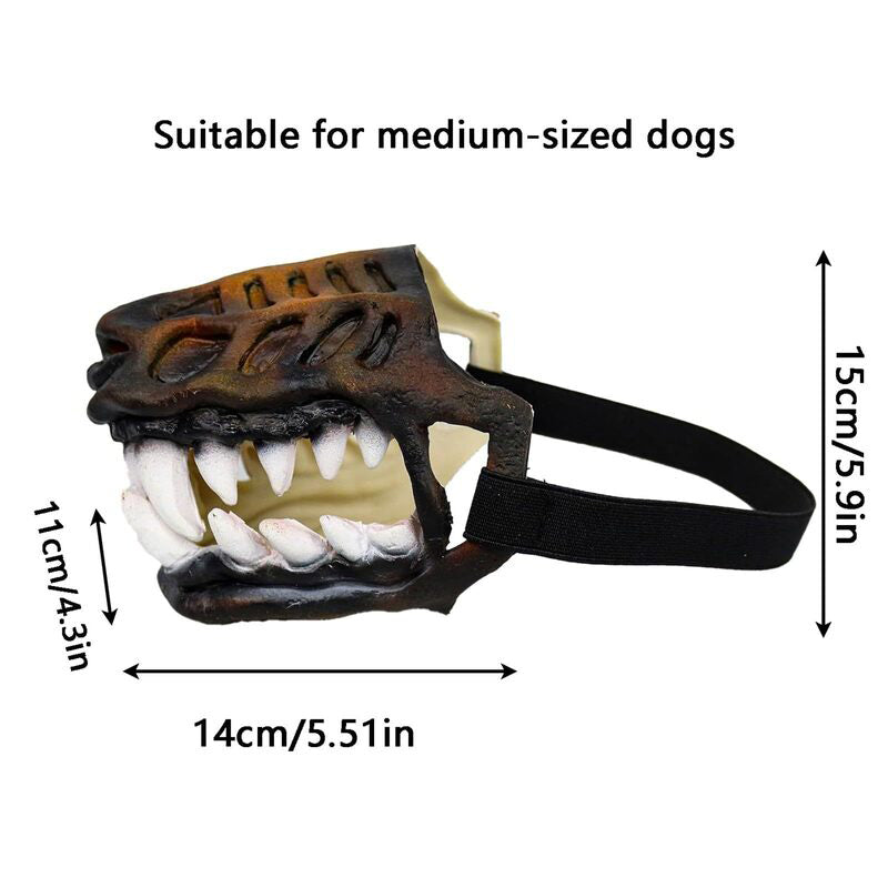 Muselière Dinosaure pour Chien – Masque Latex Dents Mobiles, Déguisement Halloween & Cosplay Animal, Tailles S à XXL
