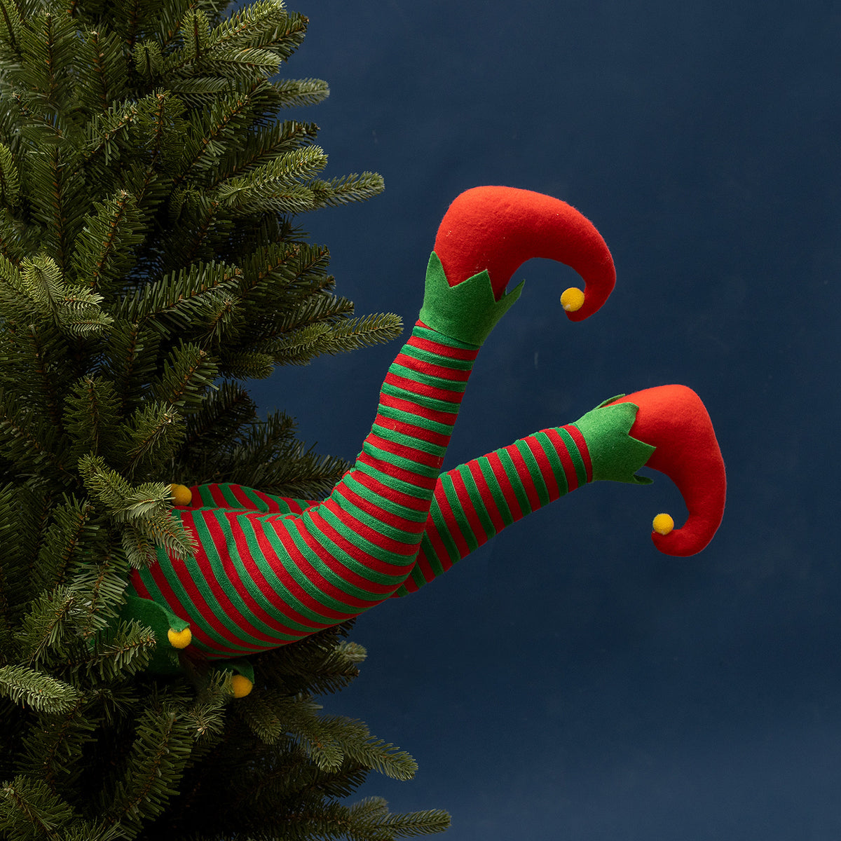 Jambes Décoratives Sapin de Noël – Style Elfe ou Père Noël, Non-Tissé, Déco Originale et Humoristique, Cadeau Noël
