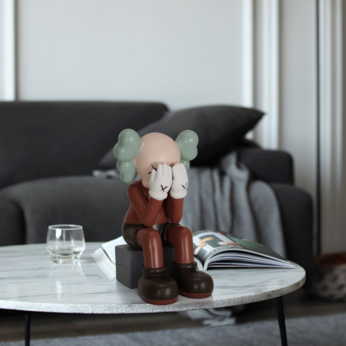 Figurine Ours Assis en Résine – Décoration Maison, 4 Coloris, Style Moderne