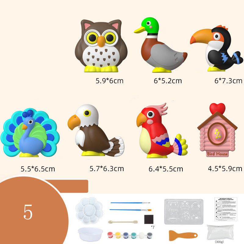 Kit Peinture Plâtre DIY Enfant – Figurines à Peindre, 3 Thèmes au Choix (Dinosaure, Océan, Oiseaux), 7-14 Ans