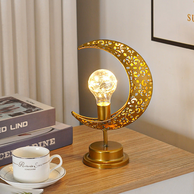 Lampe Décorative LED Filament Cuivre – 3 Formes Lune Étoile Ampoule, Lumière Blanc Chaud, Déco Chambre Bureau, Cadeau Noël