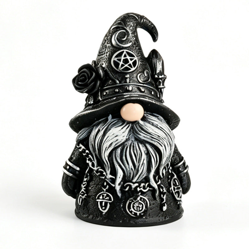 Figurine Nain Sorcier Gothique en Résine – Décoration Halloween Dark, Ornement Bureau & Étagère
