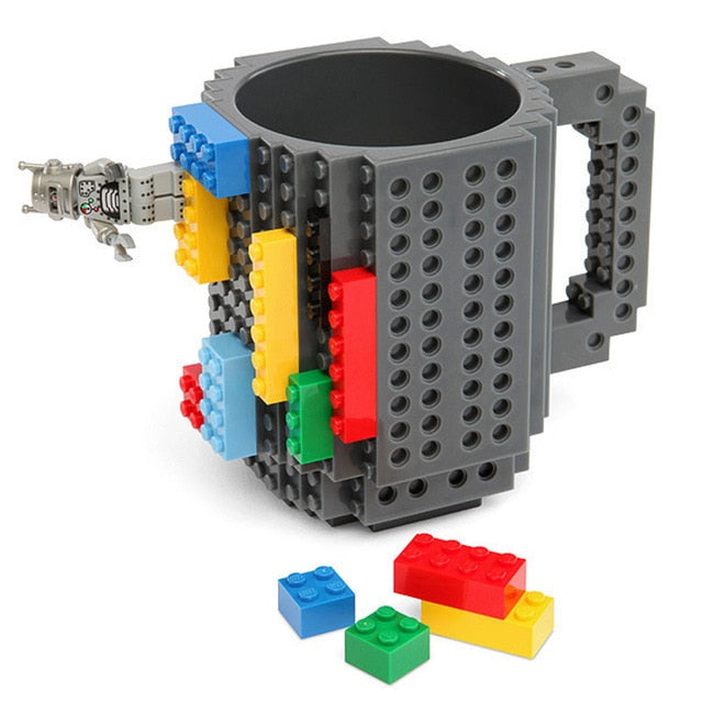 Mug Créatif Style Briques 350ml – Plastique Alimentaire Certifié, 6 Coloris, Enfant & Adulte, Cadeau Original