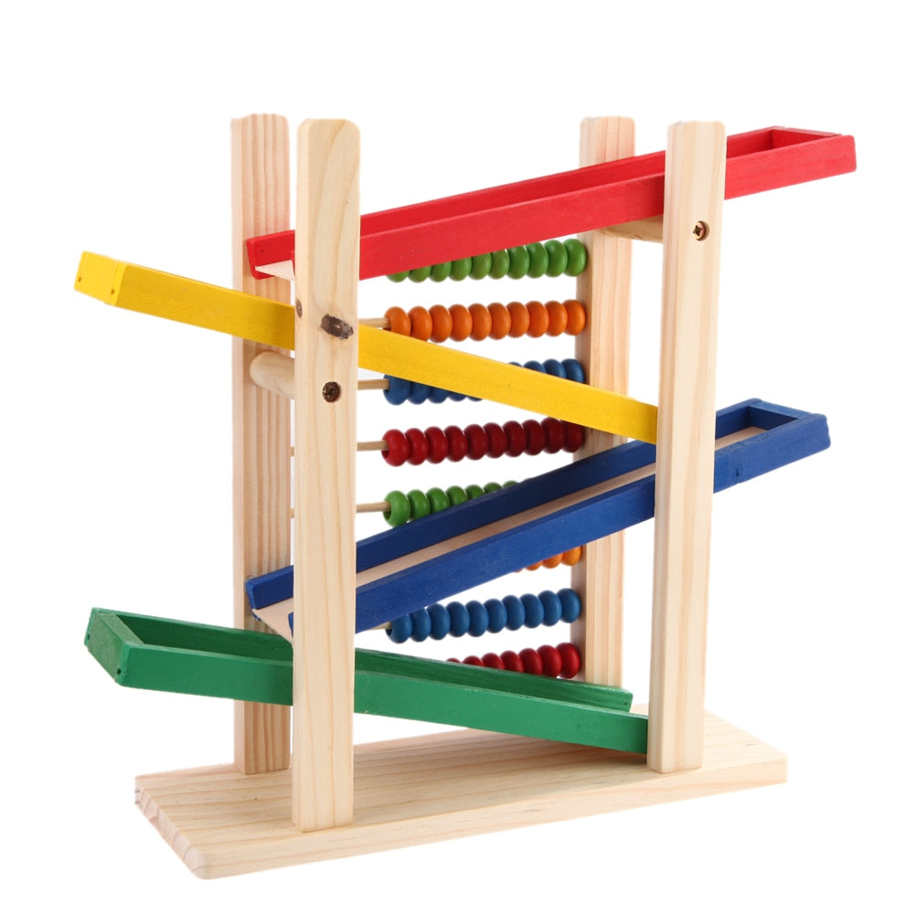 Abaque Voiture Montessori en Bois – 4 Mini-Voitures Colorées, Jeu Éducatif Enfant +3 Ans, Apprentissage Précoce