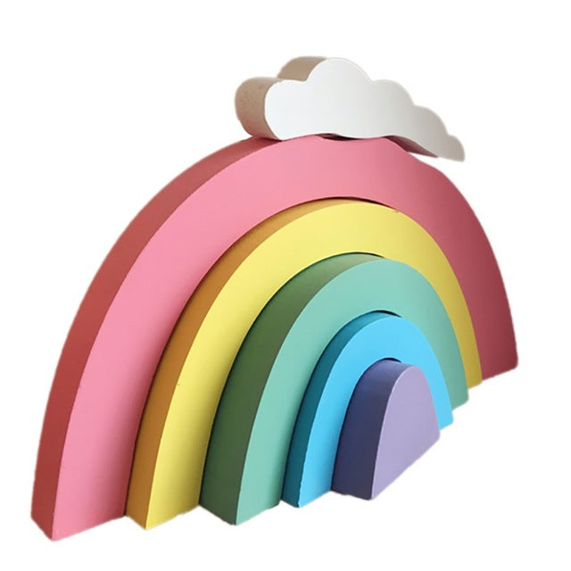 Blocs Arc-en-Ciel en Bois – Décoration Chambre Enfant, Accessoire Photo & Montessori, 22×16cm