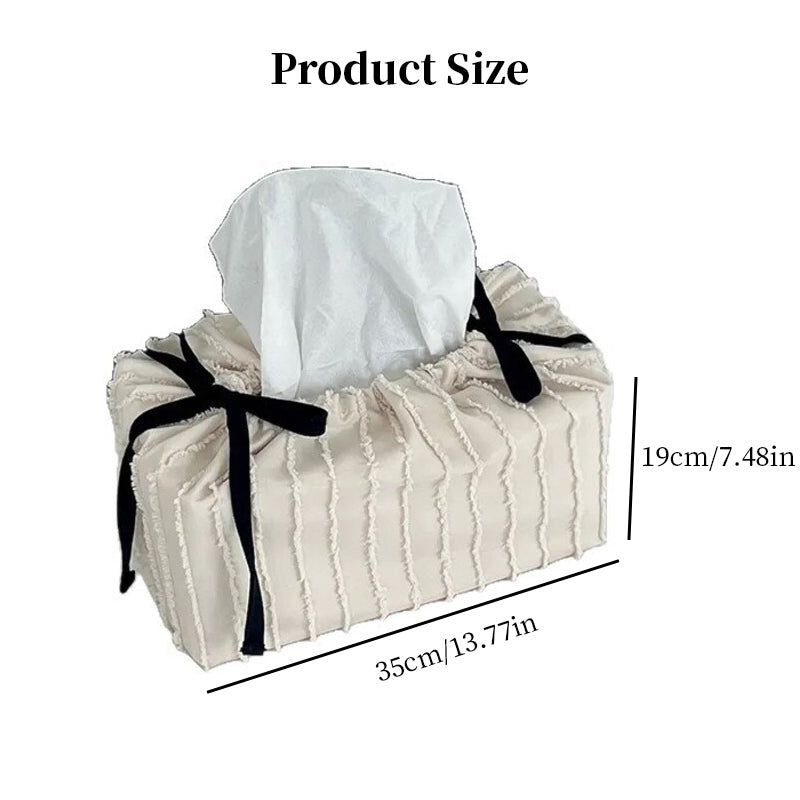 Housse Boîte à Mouchoirs en Tissu – Style Coréen, Nœud 3D Décoratif, 13,5x15,5cm, 3 Coloris, Déco Maison & Chambre