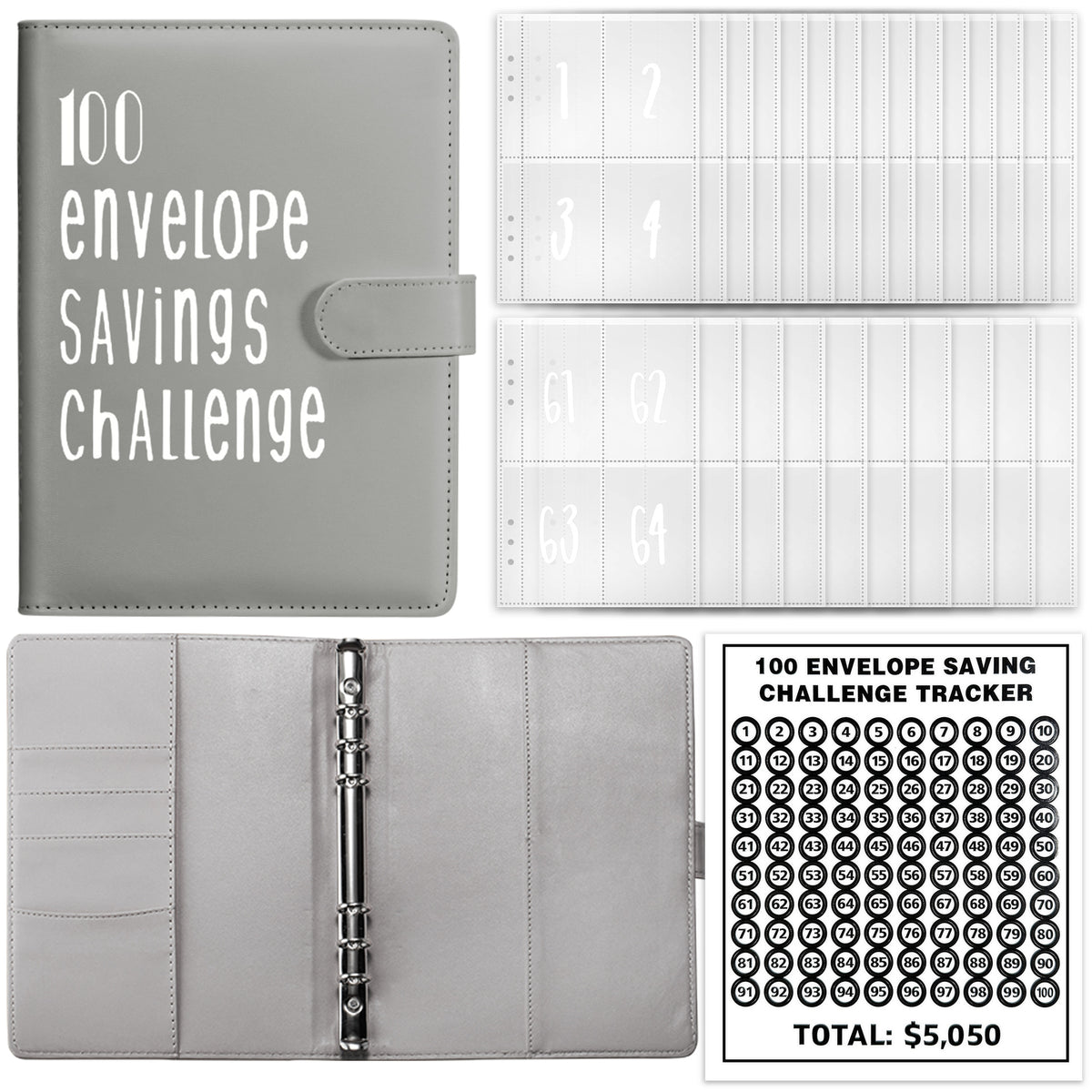 Carnet d’Épargne Défi 100 Jours – Cahier Budget & Objectifs | Rose, Vert, Bleu, Gris