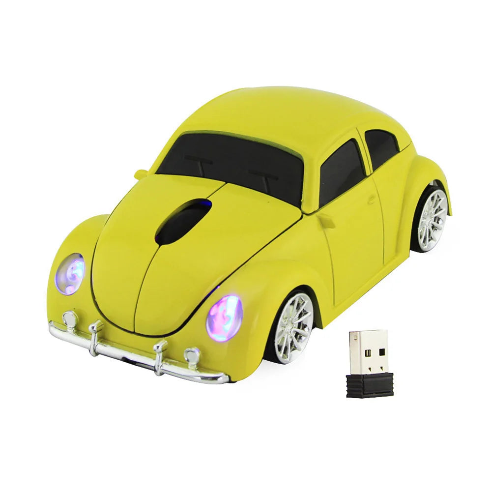 Souris Sans Fil Originale Forme Voiture – 2.4GHz, 4 Coloris Noir Rouge Bleu Jaune, Compatible PC Laptop, Cadeau Fun Gaming