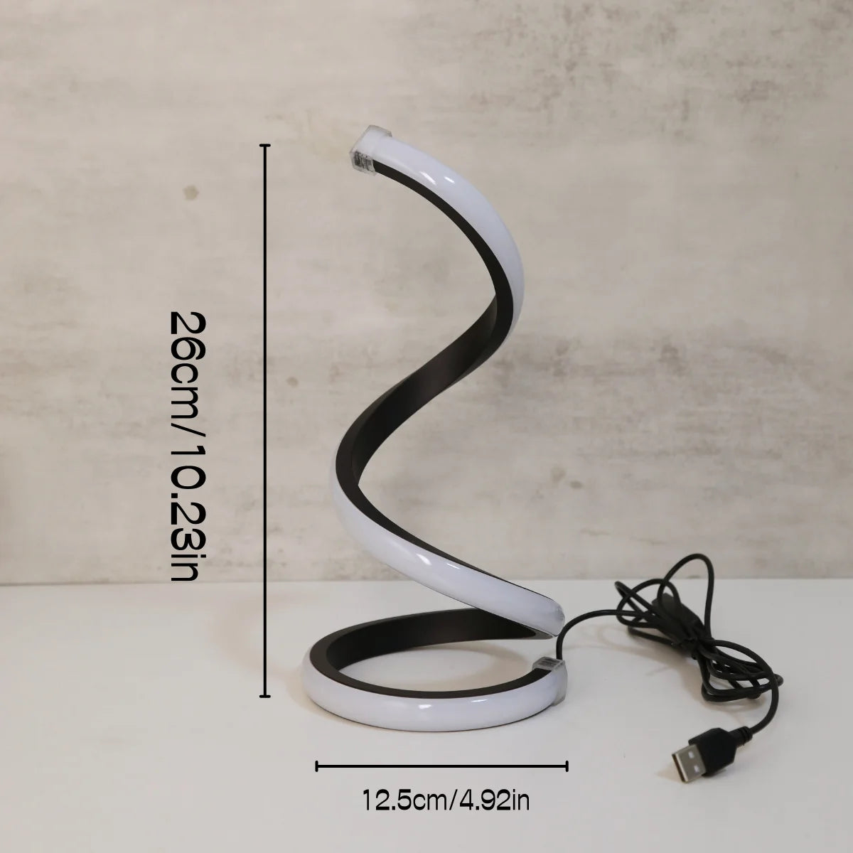 Lampe de Bureau Spirale LED Design – 3 Couleurs, USB, Décoration Moderne