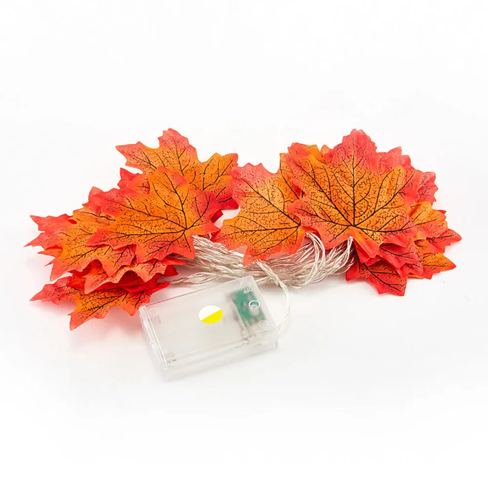 Guirlande LED Halloween Feuilles d’Érable – 2M, 3M ou 6M, USB ou Piles