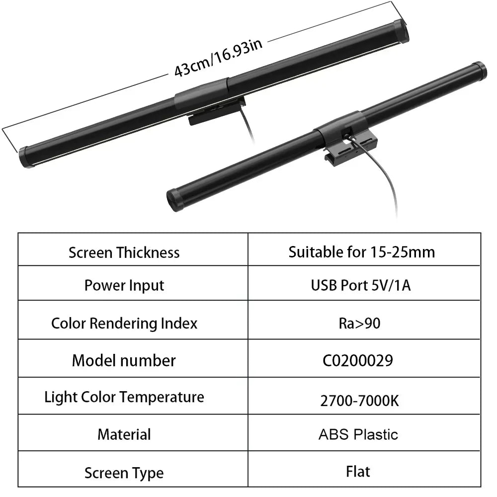 Barre Lumineuse LED pour Moniteur – RGB Dimmable, Télécommande, Gaming