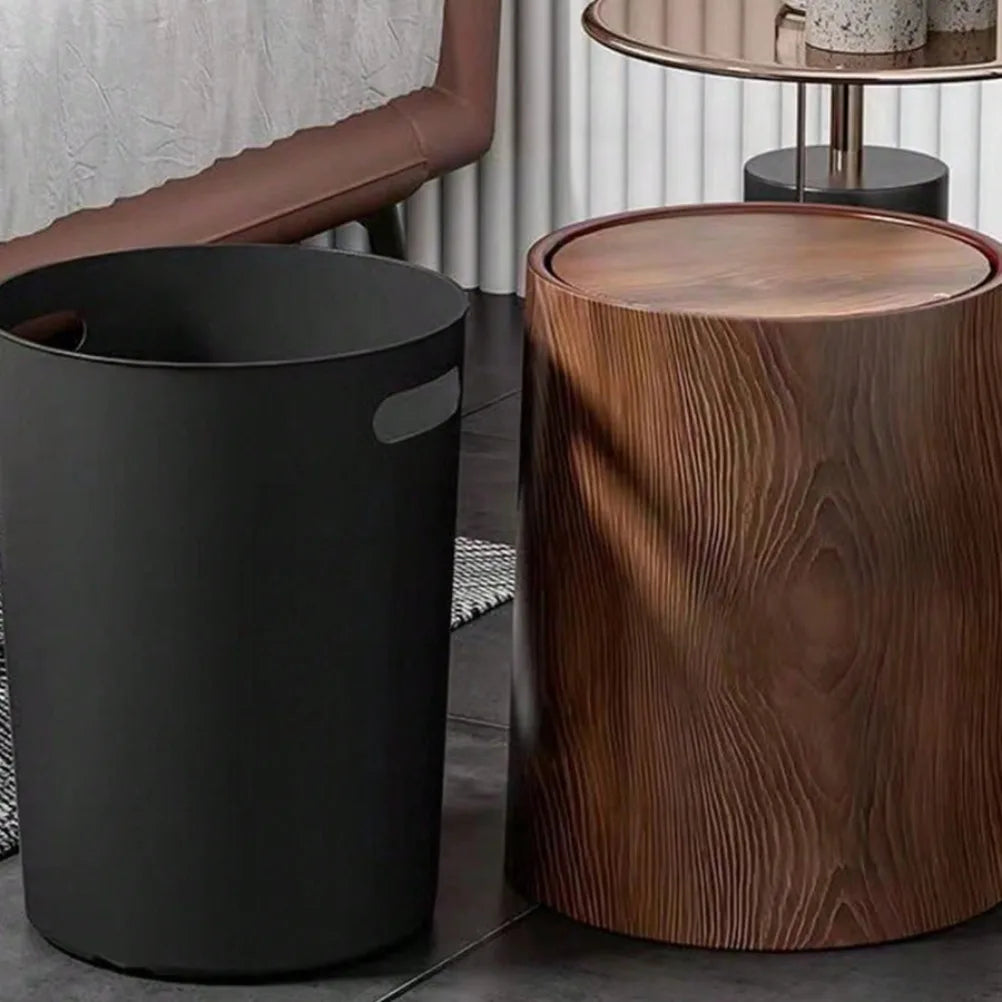 Poubelle Style Tronc d’Arbre – Couvercle à Bascule – 3 Tailles – Bureau, Cuisine & Salle de Bain
