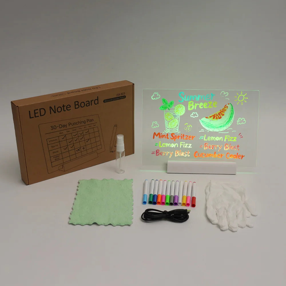 Tableau LED Acrylique DIY Effaçable – Veilleuse Dessin Enfant