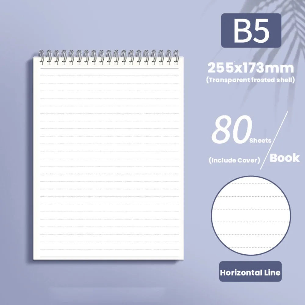 Cahier à Spirale Épaissi A4/A5/A6/B5 – Ligné, Quadrillé ou Vierge, Flip-Over