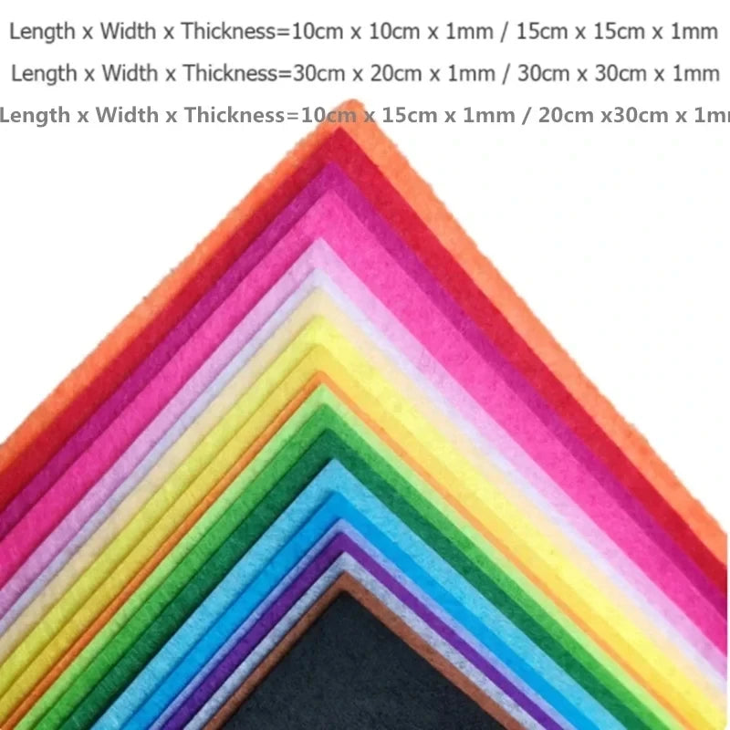Feuilles de Feutrine Multicolores – Lot de 40 (6 tailles disponibles)