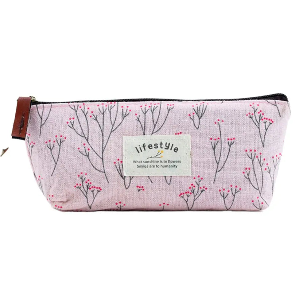 Trousse en Canvas – Pochette Zippée École & Maquillage, 4 Coloris