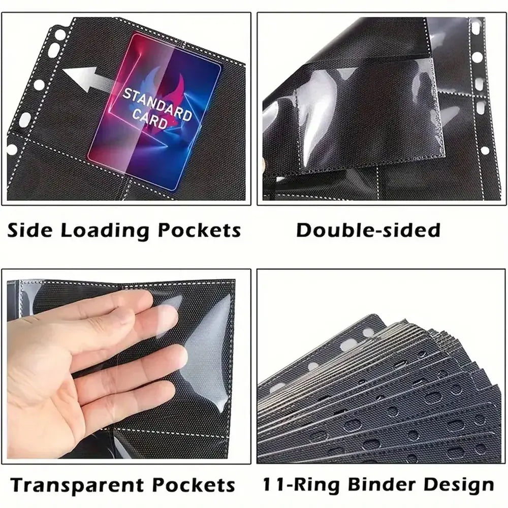 Feuilles de Classeur pour Cartes – 10 Pièces, 9 Pochettes A4, Double Face, 180 Cartes