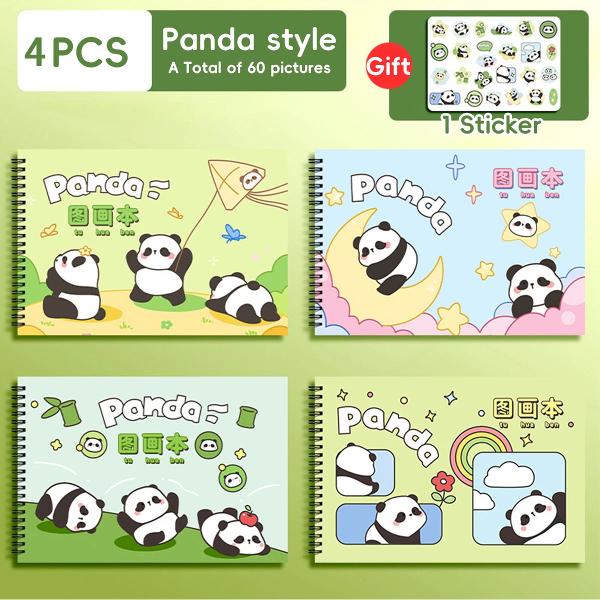 Livre de Dessin Kawaii A4 – Panda & Capybara, Papier Épaissi, 30 ou 50 Feuilles