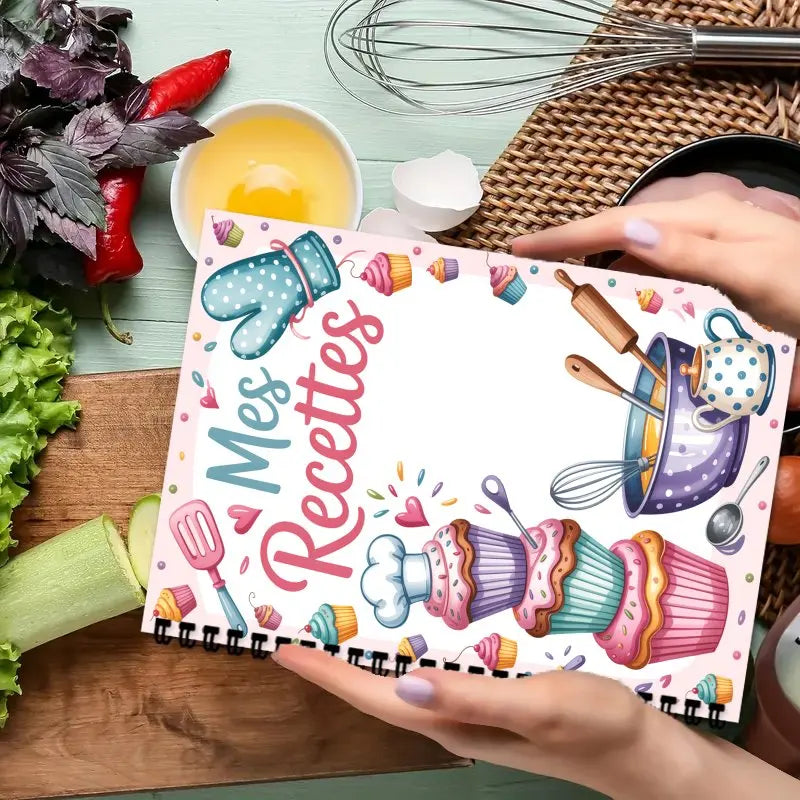 Cahier de Recettes A5 à Spirale – 100 Recettes, Thème Pâtisserie