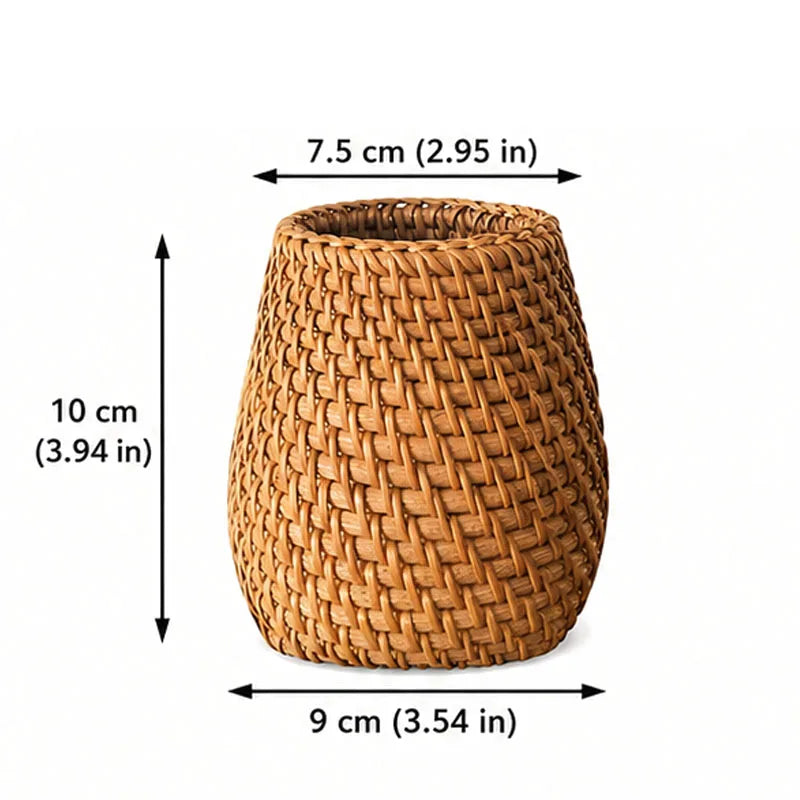 Organiseur Multifonction en Rotin Tressé – Style Bohème Naturel – Bureau, Cuisine & Salle de Bain