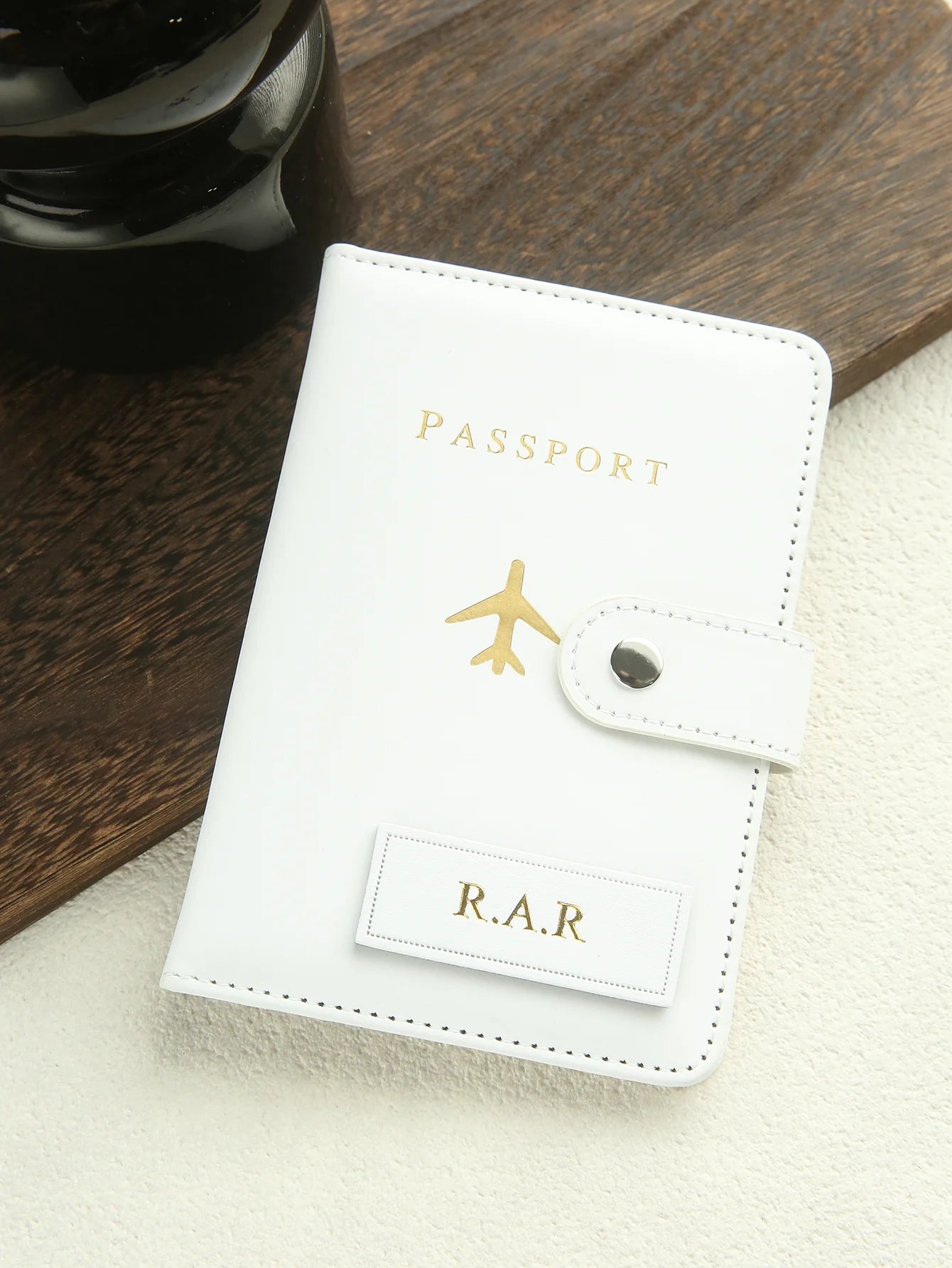 Porte-Passeport Personnalisé en Cuir PU – Prénom Gravé, Cadeau Voyage