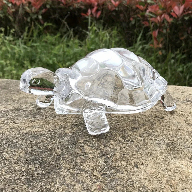 Tortue Porte-Bonheur Effet Cristal – Statuette Décorative Bureau et Maison