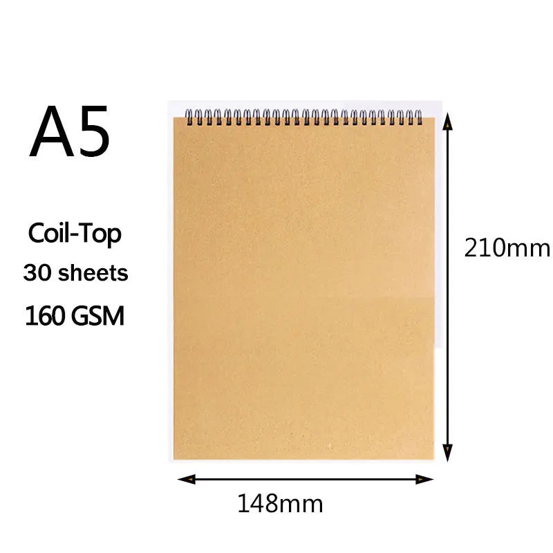 Sketchbook Professionnel – Papier 160 GSM – Carnet Spirale Aquarelle & Dessin – A5, A6 ou A4