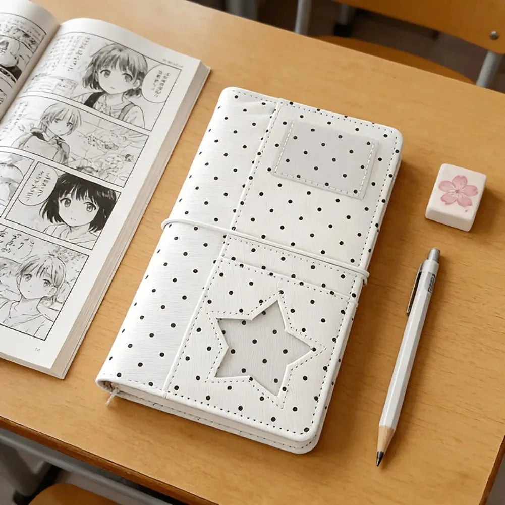 Classeur A6 en Tissu à Pois – Carnet à Feuilles Mobiles – Scrapbook & Planner – Cadeau