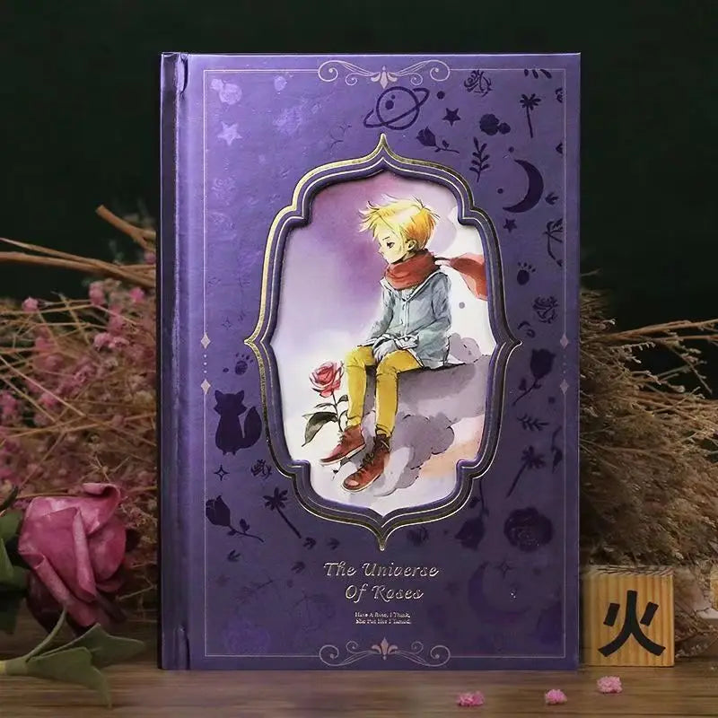 Cahier Relié – Série Prince & Rose – 128 Feuilles Couleur – Format B6 – 4 Designs