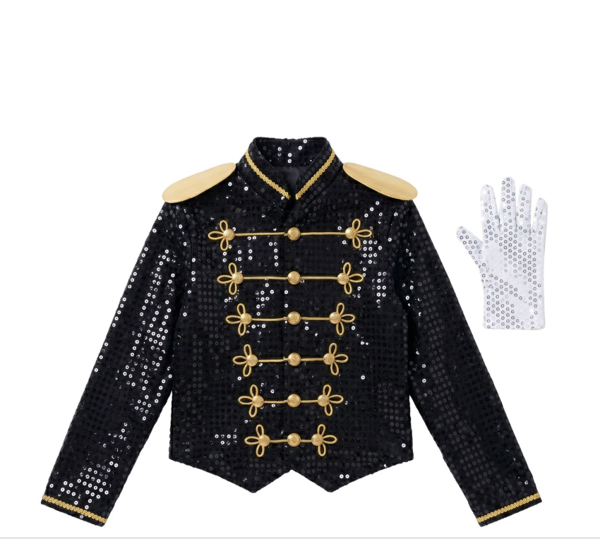 Costume Michael Jackson Enfant – Déguisement Paillettes Cosplay Scène & Halloween, Tailles S à XL