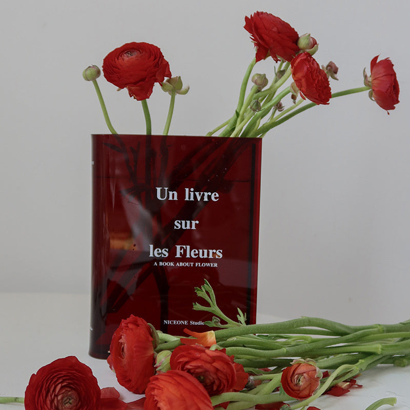 Vase Décoratif en Acrylique – Fleurs, Maquillage & Déco Bureau | Bleu, Marron, Rouge, Transparent
