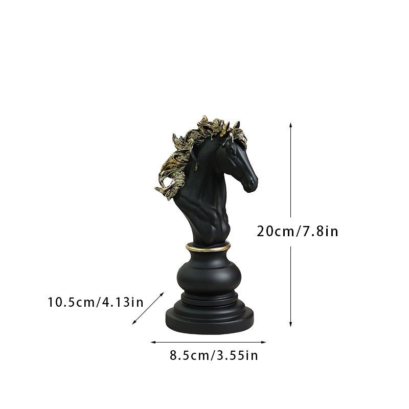 Set 3 Pièces d’Échecs Décoratives en Résine – Roi Reine Cheval, Style Européen, Déco Salon Bureau Cave à Vin, Cadeau