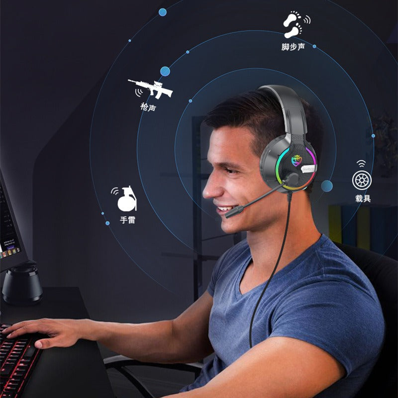 Casque Gaming Filaire RGB Soulbytes S19 – Haut-Parleur 50mm, Micro, Coussinets Simili-Cuir, Compatible PC PS4 PS5 Xbox