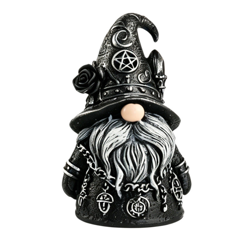 Figurine Nain Sorcier Gothique en Résine – Décoration Halloween Dark, Ornement Bureau & Étagère