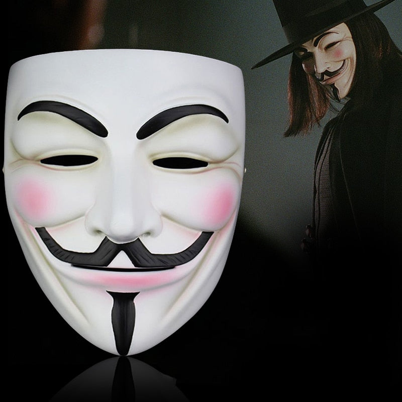 Masque V pour Vendetta – Guy Fawkes Anonymous, PVC, Noir ou Blanc, Cosplay & Halloween, 19x16 cm