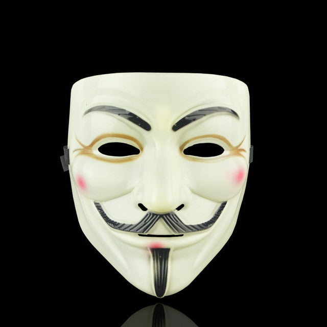 Masque V pour Vendetta – Guy Fawkes Anonymous, PVC, Noir ou Blanc, Cosplay & Halloween, 19x16 cm