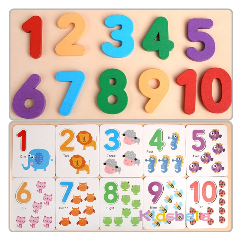 Jouet Montessori Mathématiques en Bois – Stickers Comptage, Reconnaissance des Chiffres, Éveil Préscolaire, Cadeau Anniversaire Enfant