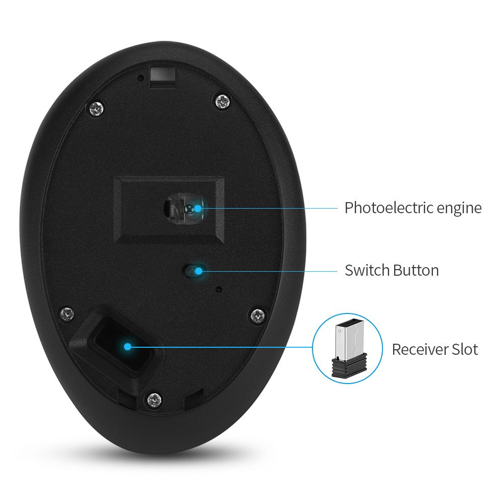Souris Sans Fil Ergonomique 2.4G Silencieuse Rechargeable – Verticale & Tenue en Main, Optique, Or Gris Noir, PC & Laptop