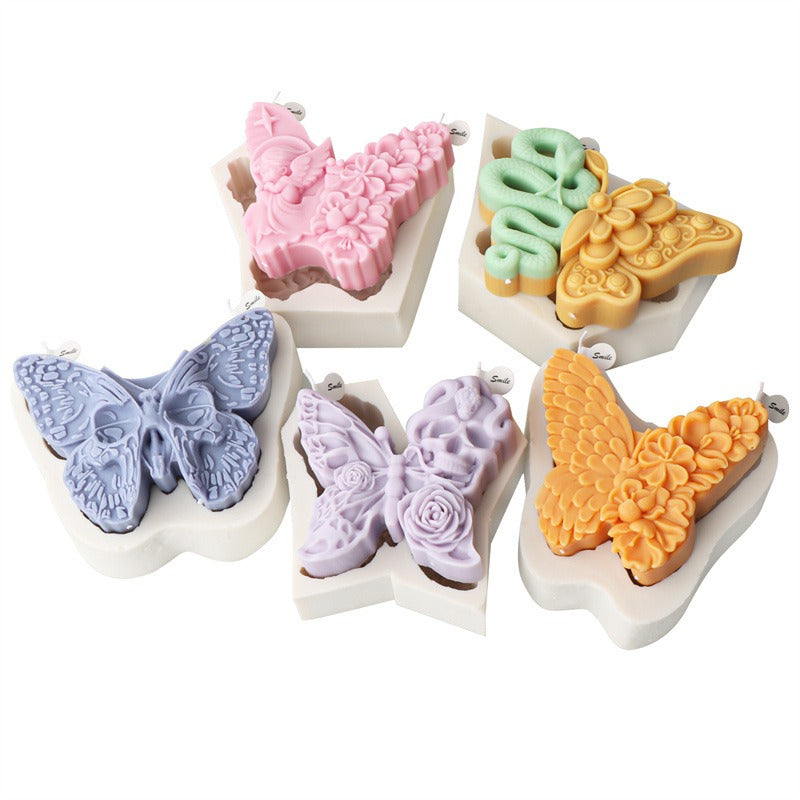 Moule Silicone Bougie & Gâteau – 2 Motifs Fleurs ou Squelette, Blanc Cassé, Déco Halloween & Loisirs Créatifs