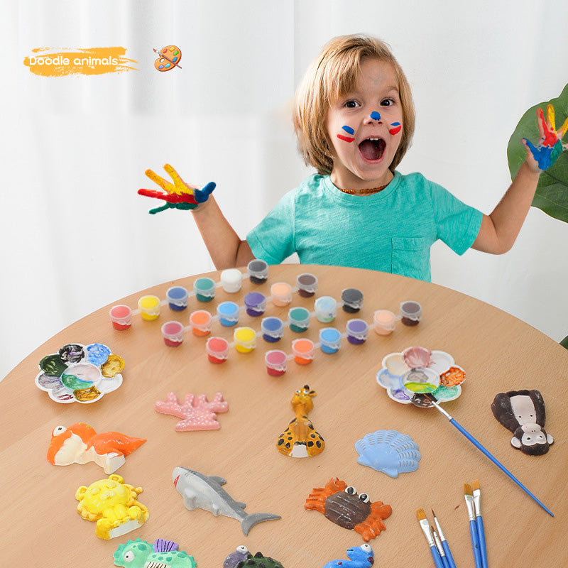 Kit Peinture Plâtre DIY Enfant – Figurines à Peindre, 3 Thèmes au Choix (Dinosaure, Océan, Oiseaux), 7-14 Ans