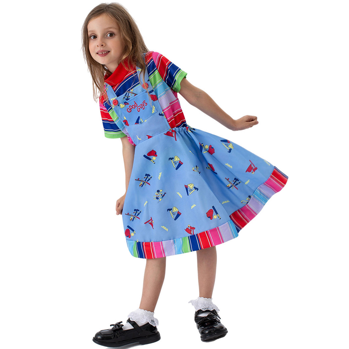 Costume Chucky Enfant Halloween – Déguisement Clown Horreur Cosplay, Fille & Garçon, Tailles S à XL