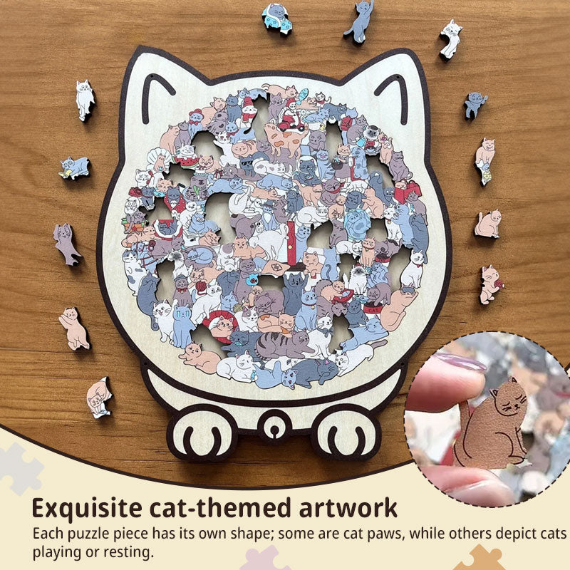 Puzzle 135 Pièces Silhouette Chat – Pièces Forme Patte, Décoration & Cadeau, 4 Palettes de Couleurs