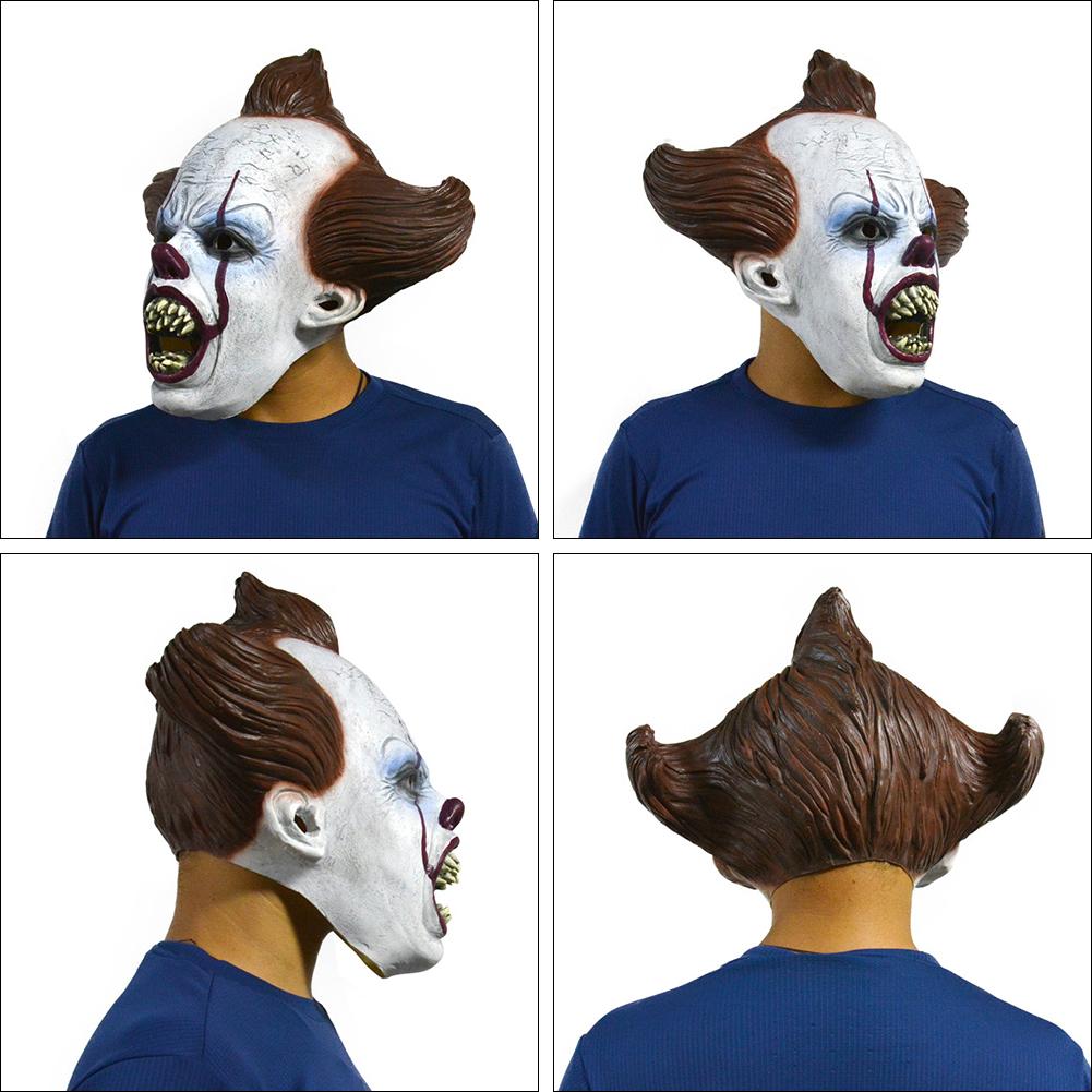 Masque Clown Effrayant Latex – Déguisement Halloween & Carnaval, Adulte, Marron, Taille Universelle